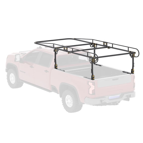 Universal Heavy-Duty Steel Over-Cab Truck Bed Rack Adjustable Width for Full-Size Pickups with No-Drill Installation for Lumber Kayak Ladder Surfboard Contractor Hauling