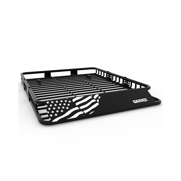 Universal Heavy Duty Steel Roof Rack Cargo Basket with American Flag Pattern, 64"x 50"x 6", Wide 3-Section Luggage Carrier