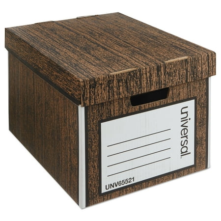 Universal Heavy-Duty Storage Box, Letter/Legal, Fiberboard, Woodgrain, 12/Carton