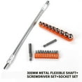 thumbnail image 1 of Universal Hexagonal Shank 360° Flexible Screwdriver Extension Bit Set, 300mm Metal Shaft, 22-Piece Drill Adapter Kit for Hard-to-Reach Tight Spaces, Rustproof & Durable, 1 of 2