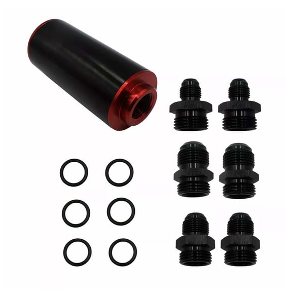 Universal High Flow Inline Fuel Filter 100 Micron Cleanable AN6 AN8 AN10 Adapter