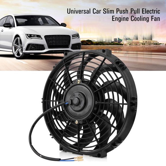 Universal High Performance 12V Slim Electric Cooling Radiator Fan With Fan Mounting Kit (12 Inch,Black)