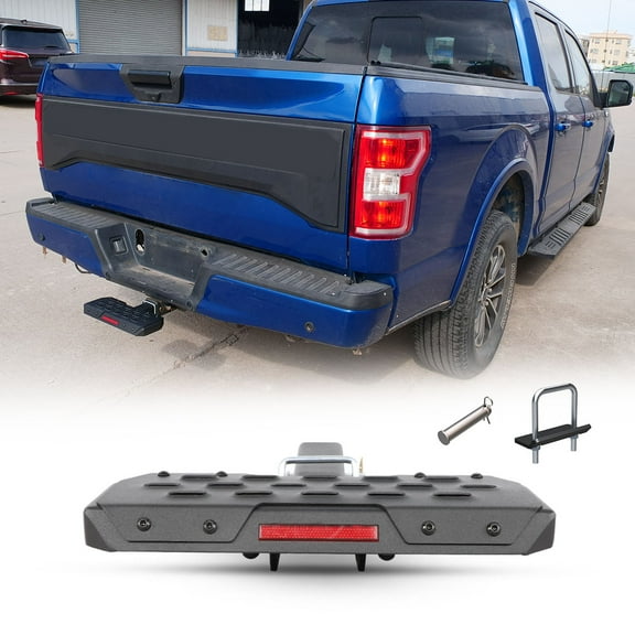 Universal Hitch Step for 2" Hitch Receiver with Pin Lock Bumper Protector Textured Black & Strong Steel Construction 350LBS Maximum Load