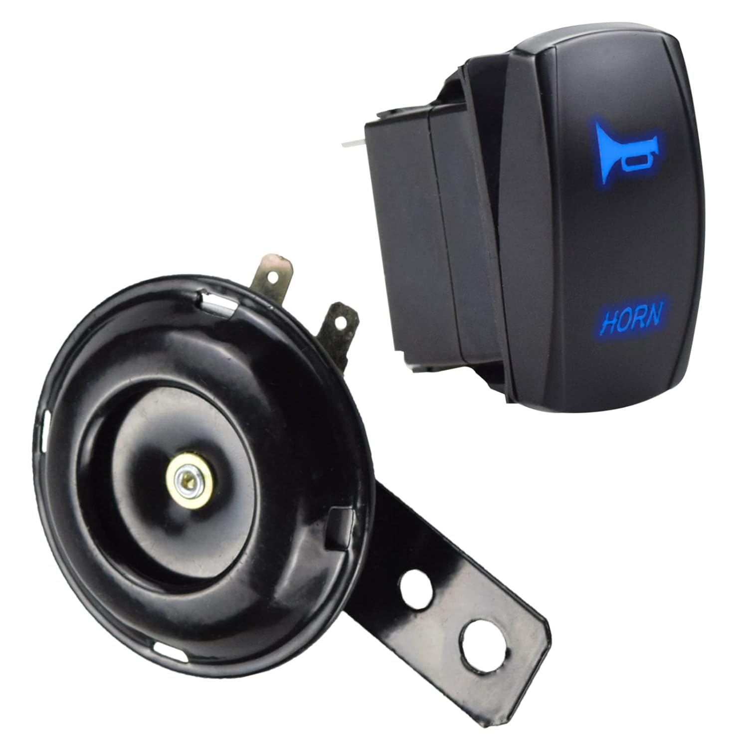 Universal Horn and Rocker Switch Kit 4Pin 20A/12V 10A/24V On/Off Blue