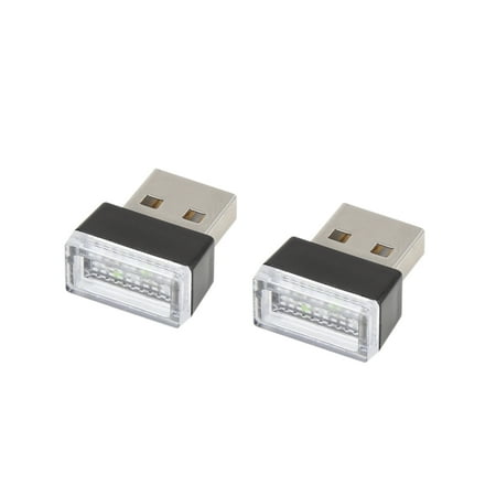 Universal Ice Blue USB LED Atmosphere Light Car Night Decoration Lamp Interior Ambient Lighting 2 Pcs