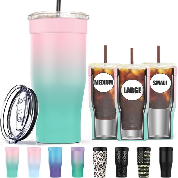 Universal Iced Coffee Sleeve - Upgraded Double Wall Stainless Holder ...