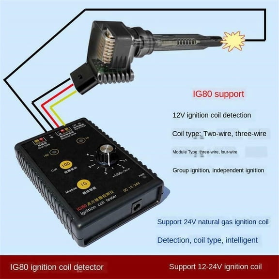 Universal Ignition Coil Detector Tester Gas 24V Gasoline 12V Ignition Coil Test