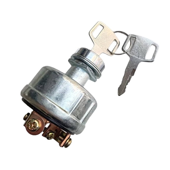 Universal Ignition Switch 222124-5200 with Key, 6-Pin Replacement Ignition Lock for Forklift Tractor Construction Vehicle, Preheat Starter Switch