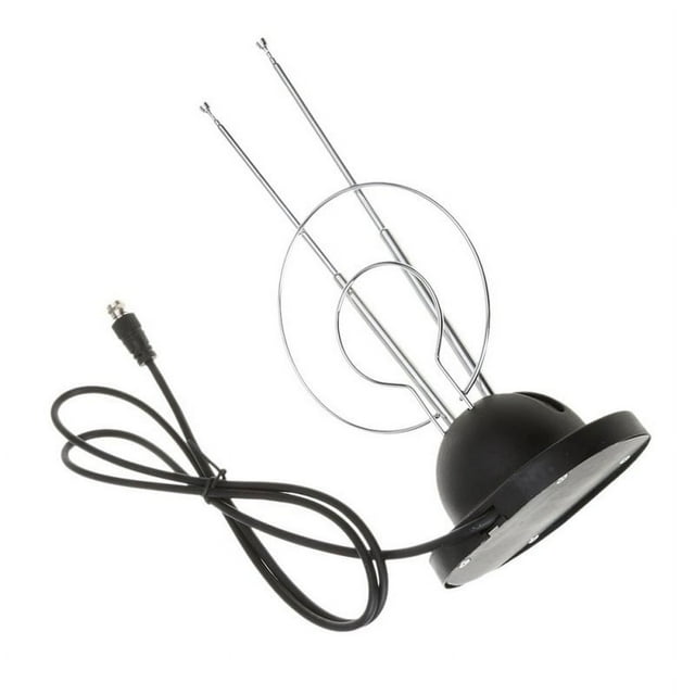 Universal Indoor Rabbit Ear TV Antenna for HDTV VHF UHF Dual Loop Coaxial Black