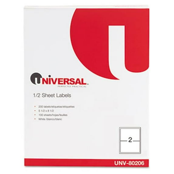 Universal Inkjet-Laser Printer Labels- White- 200-Pack - 5.5 x 8.5