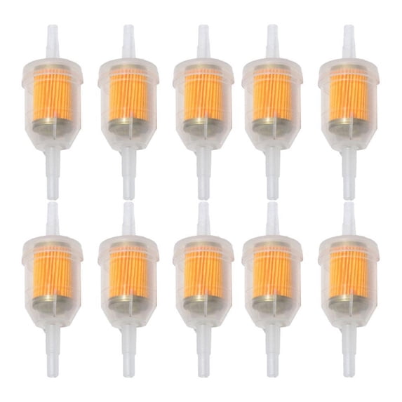 Universal Inline Fuel Filter for 6mm/8mm Gas Pipes - Plastic & Metal Construction for Motorcycles, ATVs, Lawn Mowers & Small Engines