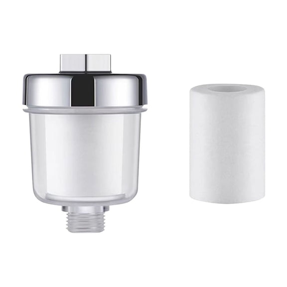 Universal Inline Shower Filter with Replaceable PP Cotton Cartridge, Hard Water Purifier for Handheld and Rainfall Heads white 2" X 4" X 2"
