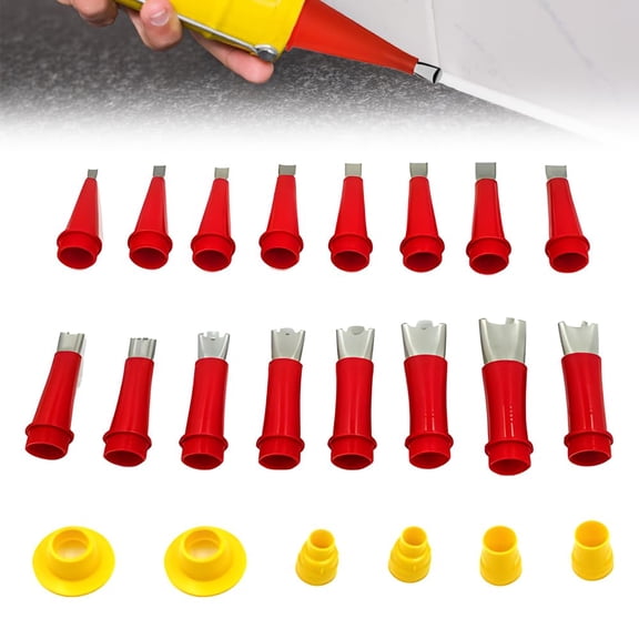 Universal Integrated Rubber Nozzle Tool Kit, Caulking Tool Kit Easy Caulking Finisher Nozzle, Caulk Tips Caulk Extension Nozzle Caulking Tips Set, Caulking Nozzle Applicator Finishing Tool