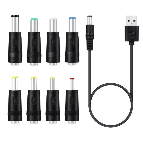 Universal Interchangeable Power Cord Jack Charging Adapter with 8 Plugs for Worldwide Device Compatibility and Secure Connection