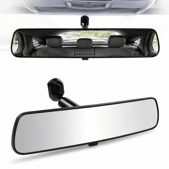 Universal Interior Car Rear View Mirror Wide Long Adjustable Adhesive Kit 10 Inch