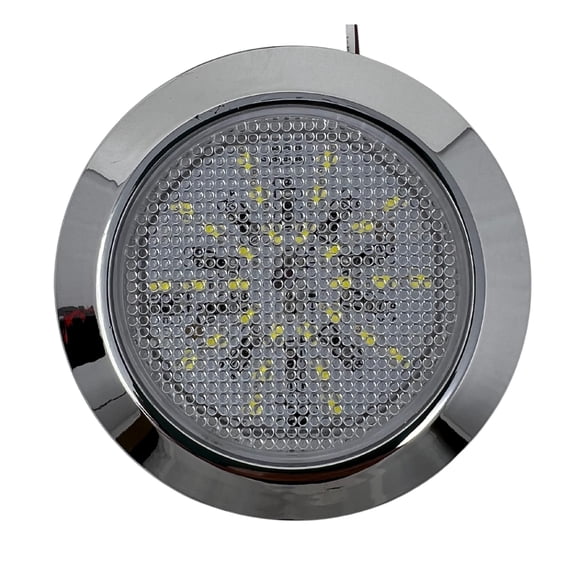 Universal Interior Reading LED Light Round 30 Ceiling Dome Chrome Bezel Housing
