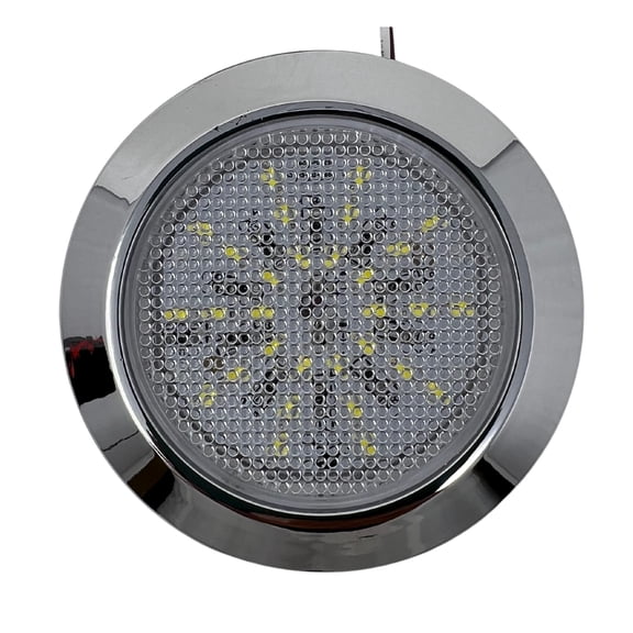 Universal Interior Reading LED Light Round 30 Ceiling Dome Chrome Bezel Housing
