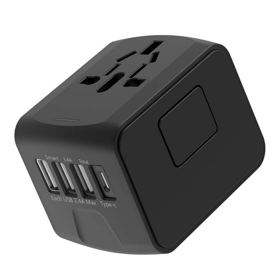 Universal International Travel Power Adapter, All in One Wall Charger with High Speed 2.4A USB, 3.0A Type-C, With Type Multinational Universal Socket Travel Charger for Multiple Devices
