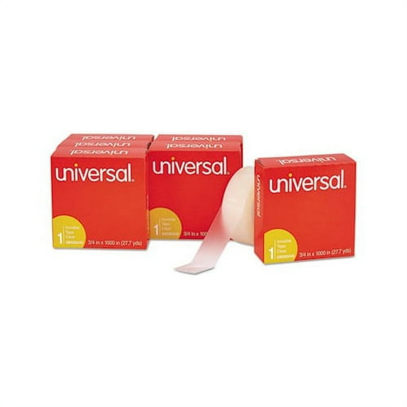 Universal Invisible Tape, 1" Core, 0.75" x 83.33 ft, Clear, 6/Pack -UNV83410