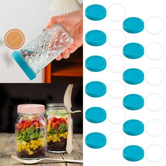 Universal Jar Lids Set for Secure Food Storage Leakproof and Canning Lids Compatible with Standard Containers 12PCS