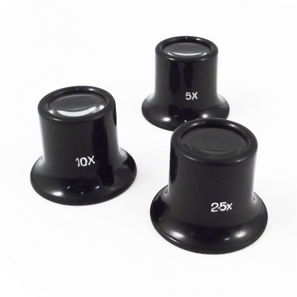 Universal Jeweler Photography Magnifying 5x 10x 2.5x Eye Loupe 3 pack Set
