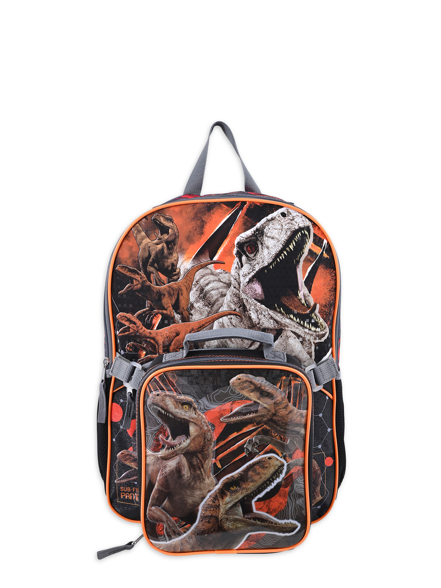 Universal Jurassic World Boys 17" Laptop Backpack 2-Piece Set with Lunch Bag, Black Orange - image 1 of 9