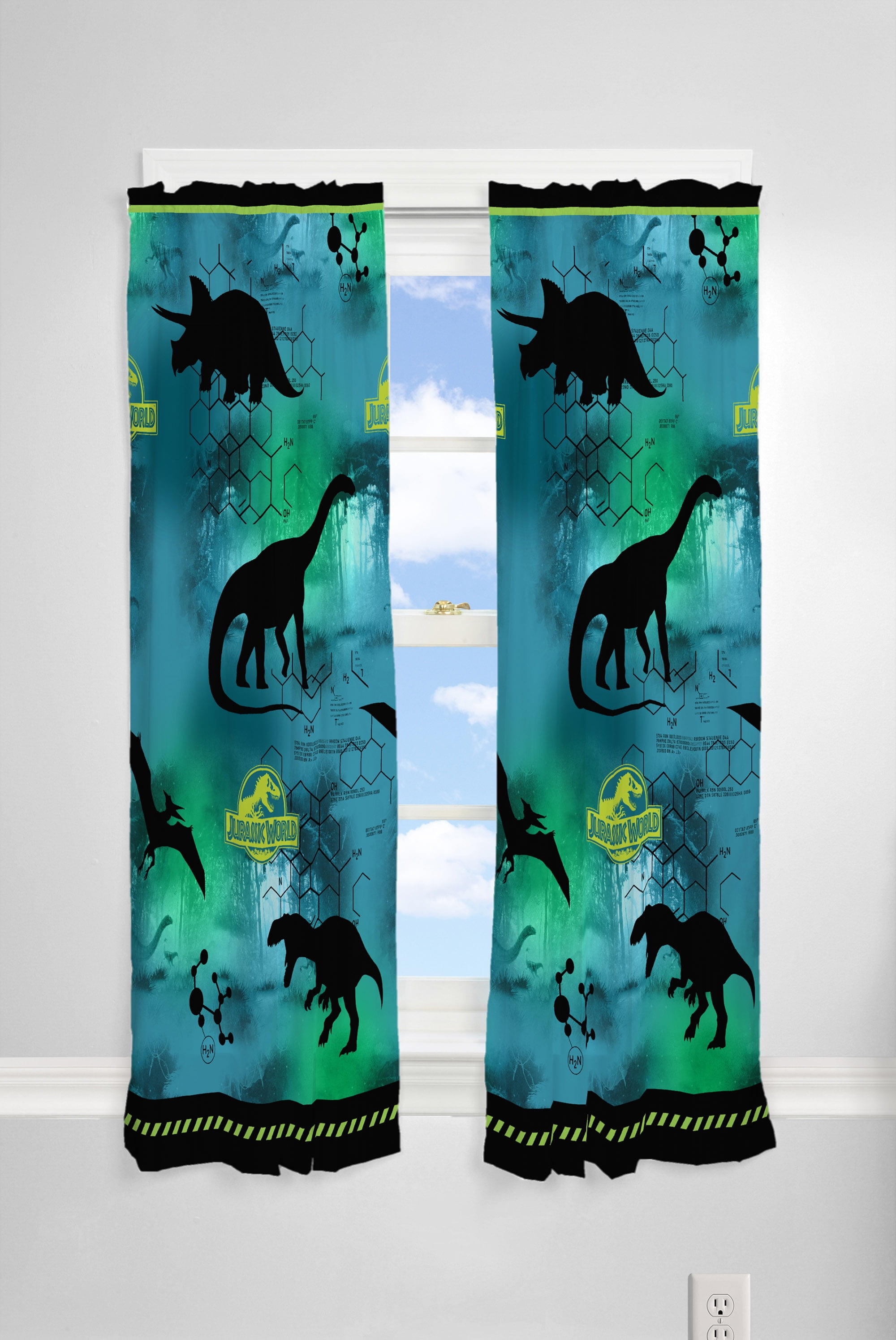 Universal Jurassic World "Mesozoic Era" Boys Bedroom Curtain Set