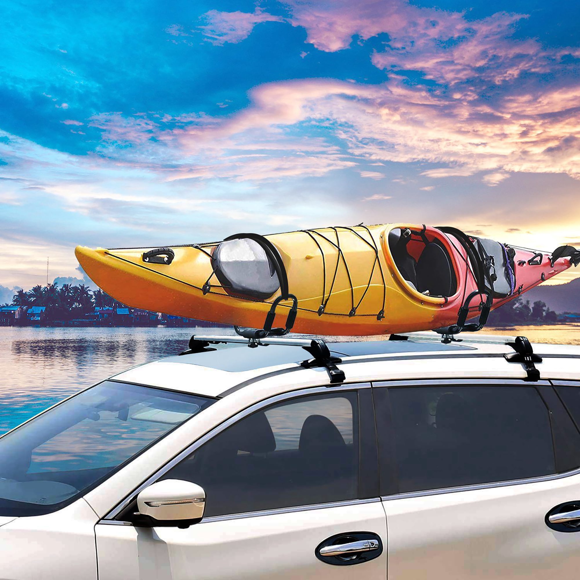 PacificCrest Roof Rack Cross Bars - 52" Universal Kayak Rack For SUVs/Cars, 200LB Capacity, Lockable
