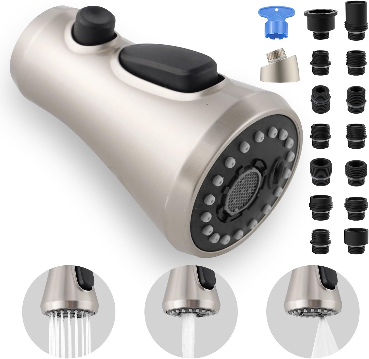 Universal Kitchen Faucet Head Replacement 3 Function Pull Down Sink