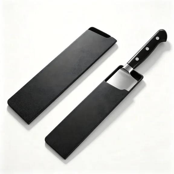 Universal Kitchen Knife Edge Guard, 8" x 2.2" Protective Knife Sheath, Durable Plastic Blade Cover, Black, 2 Pack