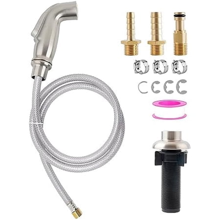 Universal Kitchen Sink Spray Attachment/Hose/Holder Set, Kitchen Side Sprayer Compatible with Moen/Delta Faucet, Kitchen Sink Faucet Sprayer Replacement, Brushed Nickel Finish