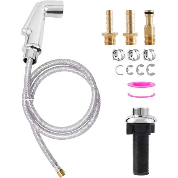 Universal Kitchen Sink Spray Attachment/Hose/Holder Set, Kitchen Side Sprayer Compatible with Moen/Delta Faucet, Kitchen Sink Faucet Sprayer Replacement, Chrome Finish