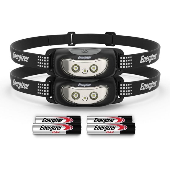 Universal LED Headlamp (2-Pack), Bright Head Lamp for Outdoors, Camping and Emergency Light, IPX4 Water Resistant (Batteries Included)