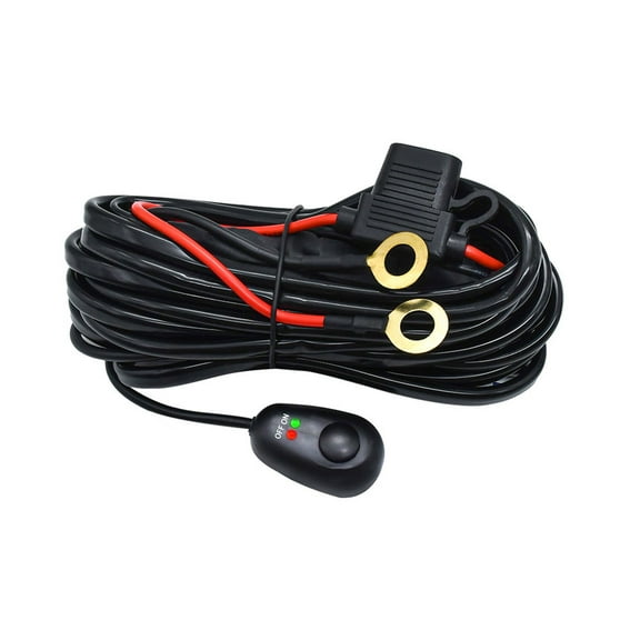 Universal LED Light Bar Wiring Harness Kit - 300W, 2 Leads 16 AWG, Includes 12V 40A Relay and On/Off Switch for Off-Road Vehicles, Fits 1 Light