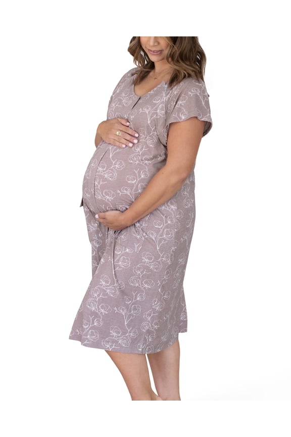 Labor and Delivery Gown, 3 in 1 Hospital Gowns for Women Labor Delivery (Lilac Bloom, S-M-L)