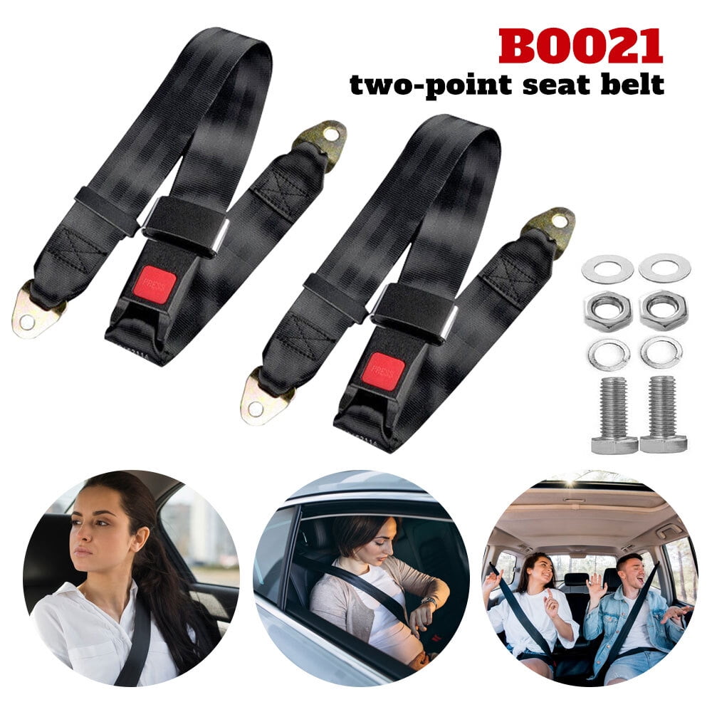 Universal Lap Seat Belt DFITO Retractable 2 Point Safety Seat Belt Straps Car Vehicle Adjustable Belt Kit Black