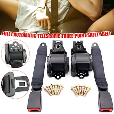 Kepeak 3200 mm Adjustable 3 Point Point Safety Shoulder Seat Belt Strap, Black, 2 Pack