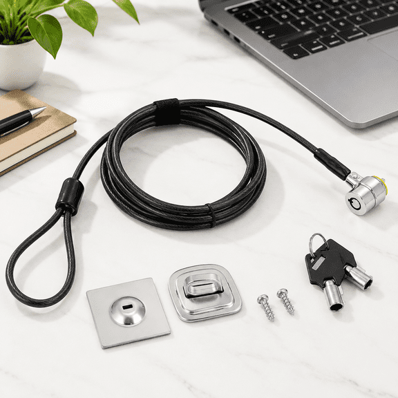 Universal Laptop Cable Lock with 6.5ft Cut-resistant Cable and Anchor Plate