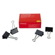 Universal Large Binder Clips, 1" Capacity, 2" Wide, Black, 12/Box -UNV10220