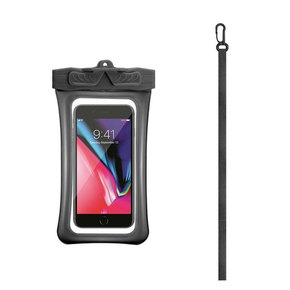 Universal Large Cell Phone Dry Bag, Rain, Dust, Snow Protection Waterproof Pouch with Clear Front and Back Screens, Detachable Neck Lanyard
