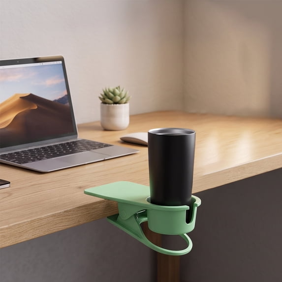 Universal Large Desk Cup Holder Clamp on, Heavy Duty Plastic Drink Holder Work for Table, Porch Swing, Patio Chair, Clip On Anti-Spill Bottle Holder for Most Cup, Bottle, Can, Tumbler