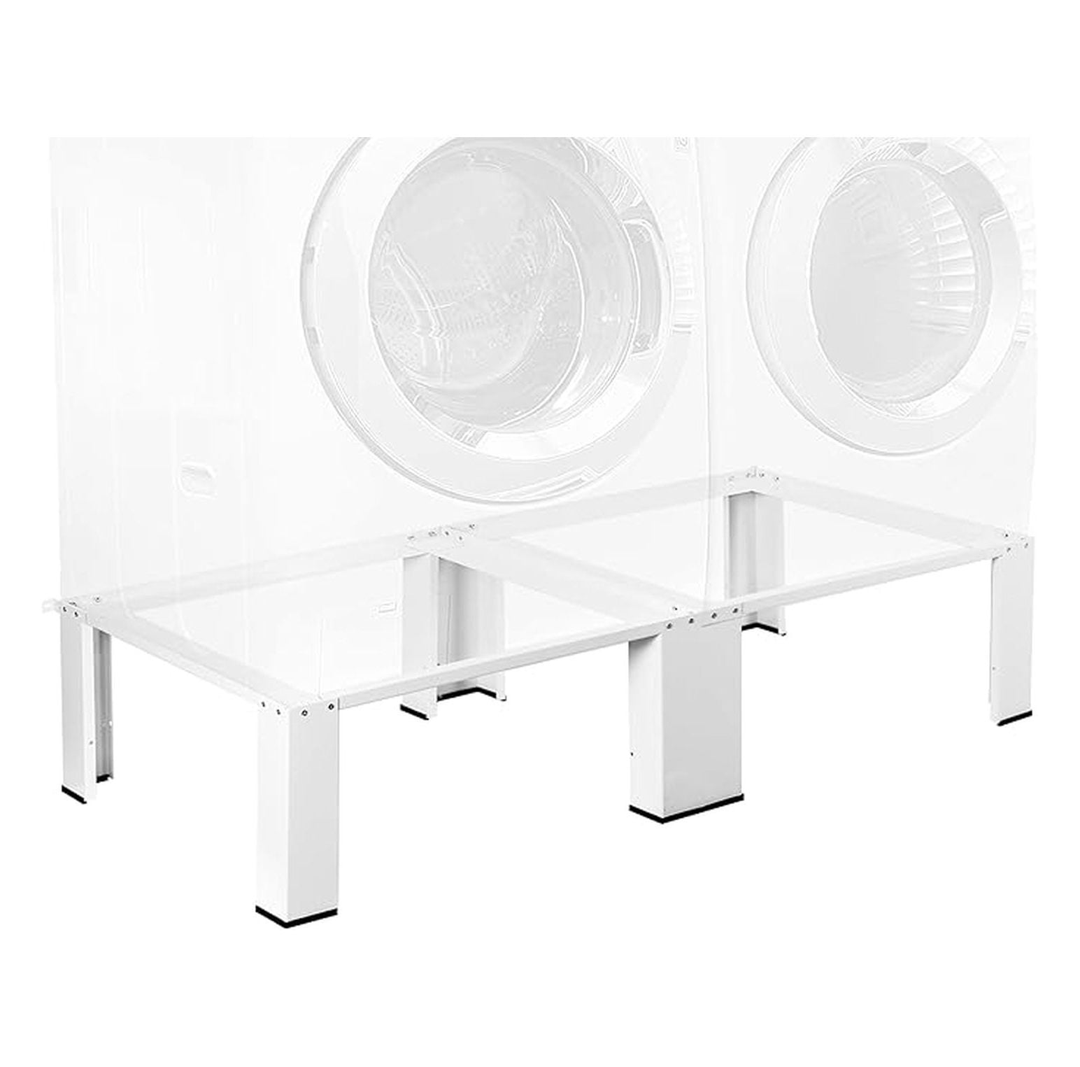 Universal Laundry Dual Pedestal for Washer and Dryer Set, Washing Machine Stand, Dryer Base, White, LF-WDP01