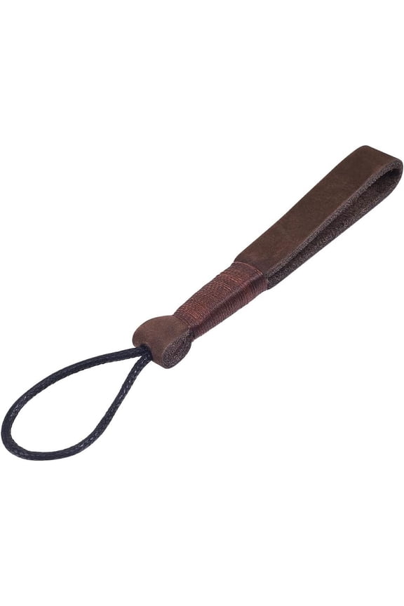 Universal Leather Car Key Fob Genuine Cowhide Anti-Lost Key Chain Lanyard Strap Coconut Brown Retro Handmade Non-Metallic Key Rope Holder String for Men Women Gift Key Carabiner Brown
