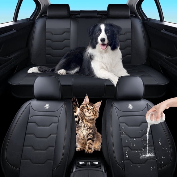 Leather Car Seat Covers, Universal Type, Suitable For Most Cars, Trucks, Suvs, And Vans, Waterproof And Non-Slip Protective Covers, Compatible With Airbags.