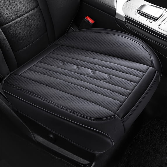 Universal Leather Car Seat Cushion with Full Enclosure and Breathable Mesh Design for Comfortable Driving, 1 Count