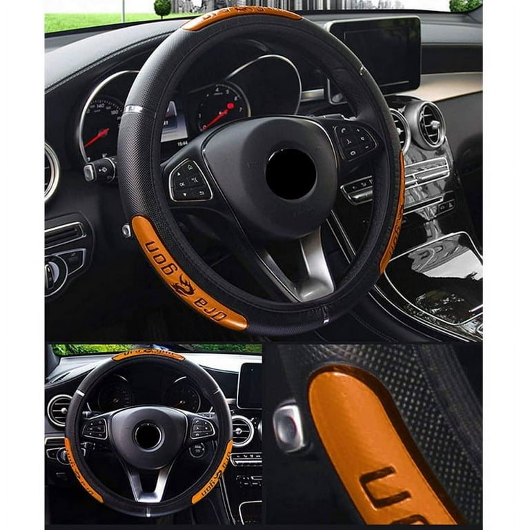 Universal Car Steering Wheel Cover Accessories PU Leather Auto Non-slip  15/38cm