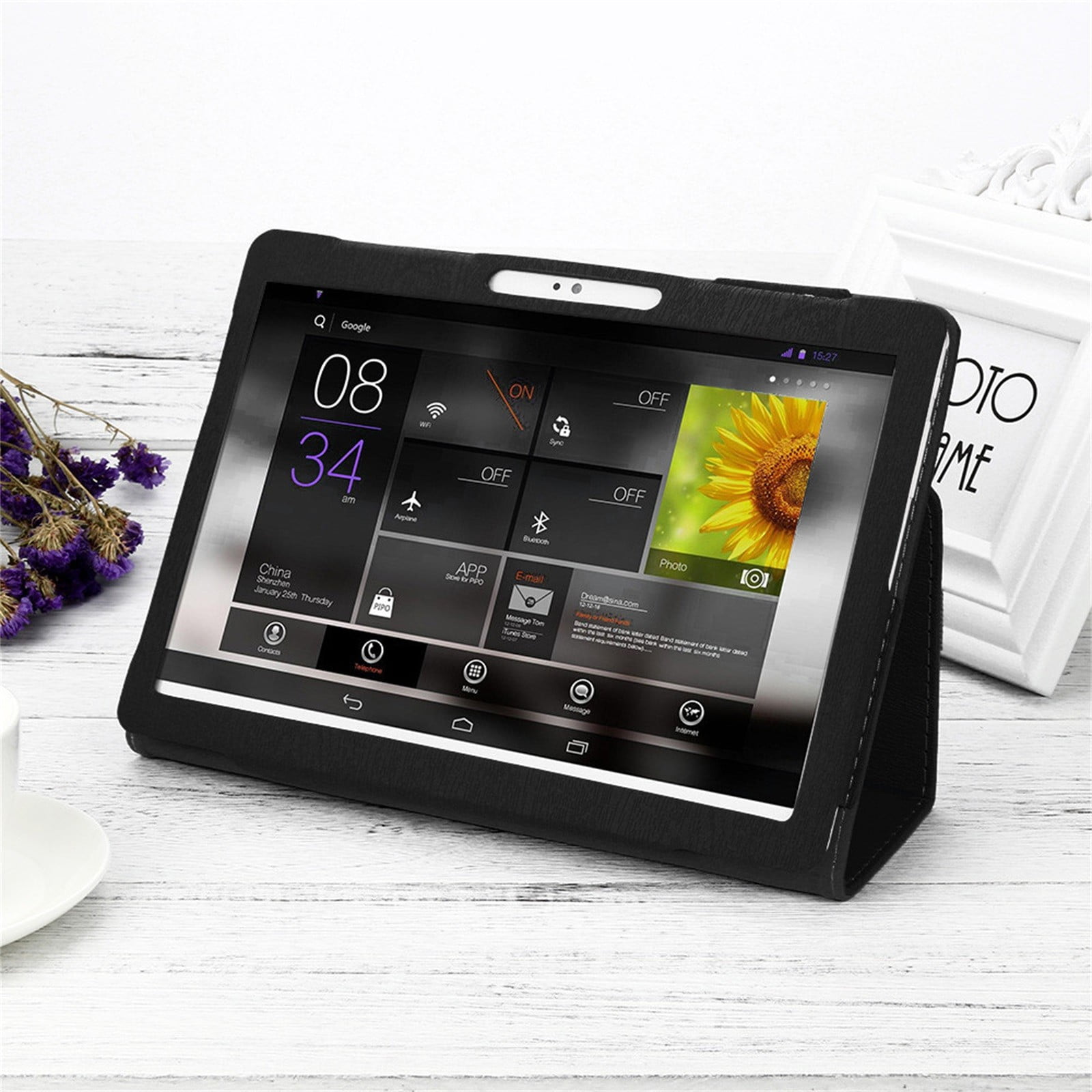 Universal Leather Case for 10-10.1 Inch Tablet - Folio Stand Cover with ...