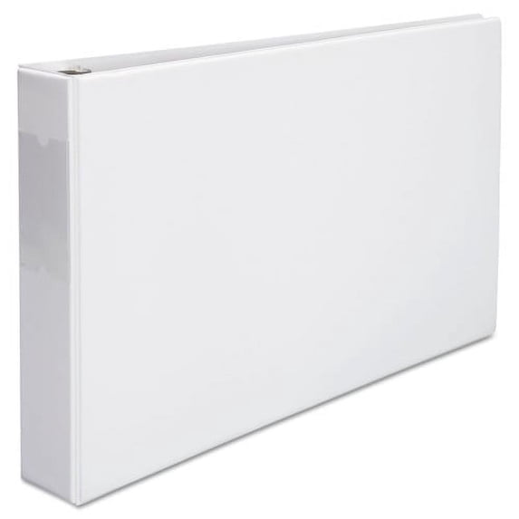 Universal Ledger-Size Round Ring Binder with Label Holder, 3 Rings, 2" Capacity, 11 x 17, White (35422)