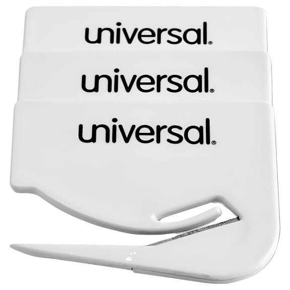 Letter Slitter Concealed Blade 2-1/2 in. Hand Letter Openers - White (3-Piece/Pack)