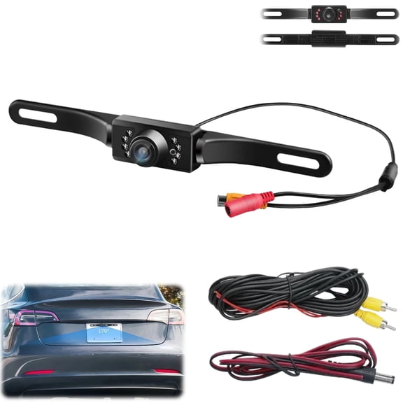 Universal License Plate Mount Car Backup Camera,170 Adjustable Lens HD Night Vision Reverse Camera with 7 LED Lights,Waterproof Rear View Camera for Sedan SUV Pickup Truck RV Van